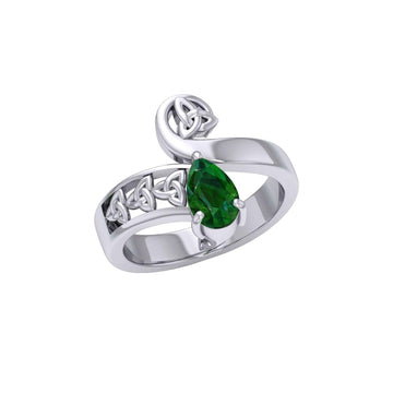The Celtic Trinity Knot Silver Ring with Gemstone TRI1285 - Jewelry